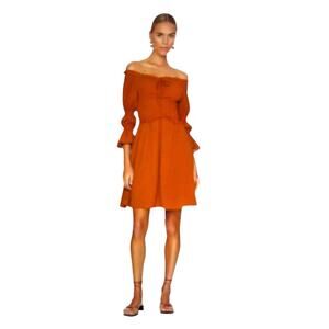 ^NWT BCBGeneration Smocked Bubble Sleeve Mini Dress Sugar Almond – S